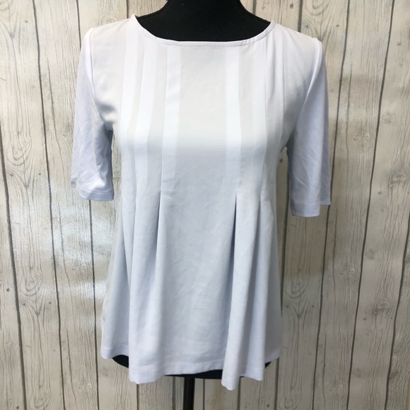Ann Taylor Tops - ANN TAYLOR pale blue pleated blouse xs
